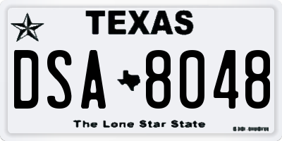 TX license plate DSA8048