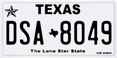 TX license plate DSA8049