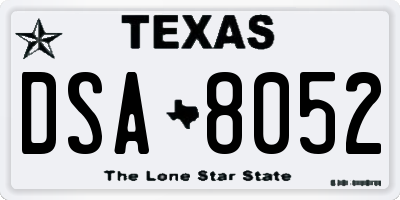TX license plate DSA8052