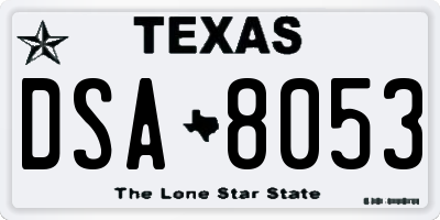 TX license plate DSA8053