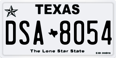 TX license plate DSA8054