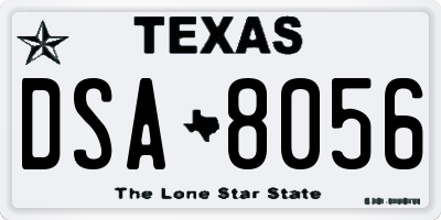 TX license plate DSA8056