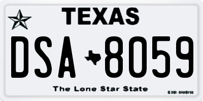 TX license plate DSA8059