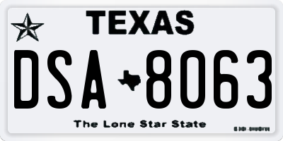 TX license plate DSA8063