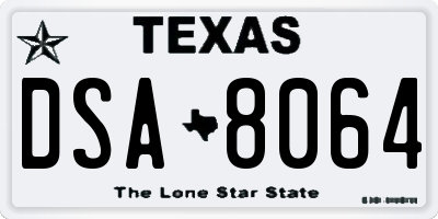 TX license plate DSA8064