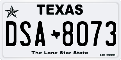 TX license plate DSA8073