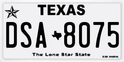 TX license plate DSA8075