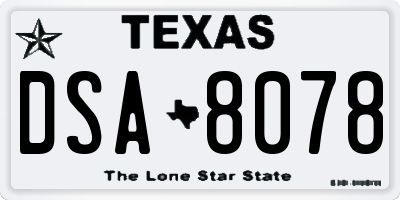 TX license plate DSA8078