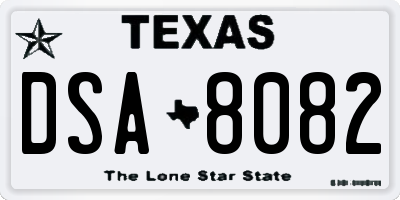 TX license plate DSA8082