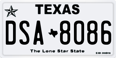 TX license plate DSA8086