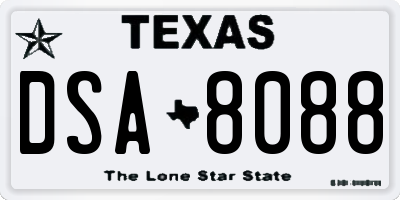 TX license plate DSA8088