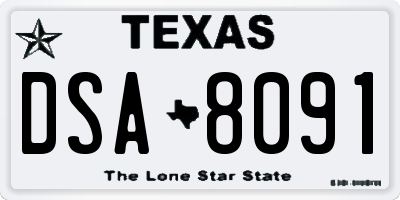 TX license plate DSA8091