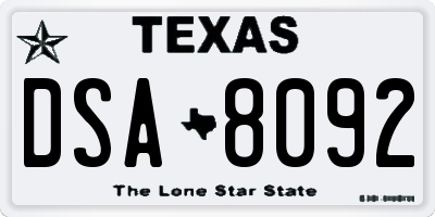 TX license plate DSA8092