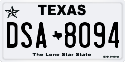 TX license plate DSA8094