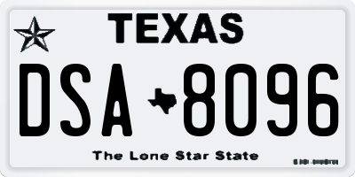TX license plate DSA8096