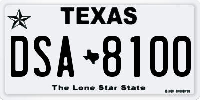 TX license plate DSA8100