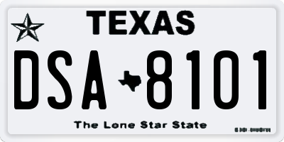 TX license plate DSA8101