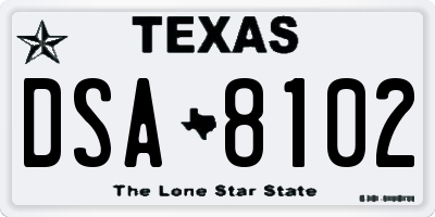 TX license plate DSA8102