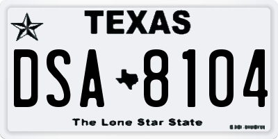 TX license plate DSA8104