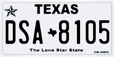 TX license plate DSA8105
