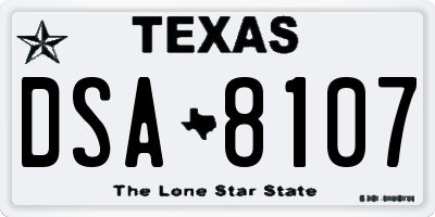 TX license plate DSA8107