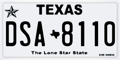 TX license plate DSA8110