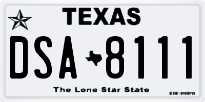 TX license plate DSA8111
