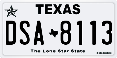 TX license plate DSA8113