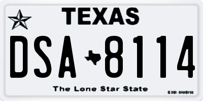 TX license plate DSA8114
