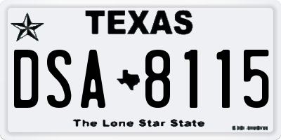 TX license plate DSA8115