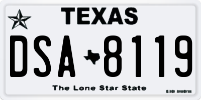 TX license plate DSA8119