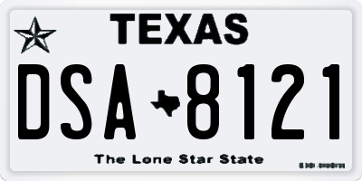 TX license plate DSA8121