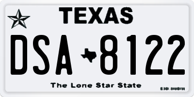 TX license plate DSA8122