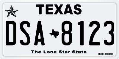 TX license plate DSA8123