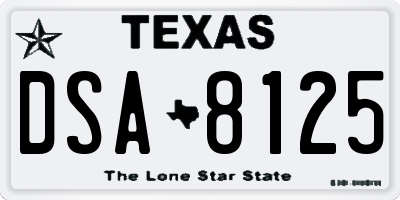 TX license plate DSA8125