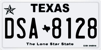 TX license plate DSA8128