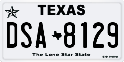 TX license plate DSA8129