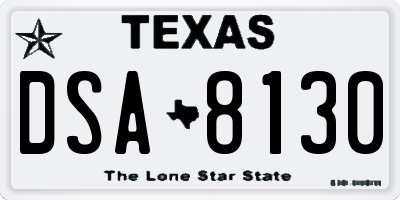 TX license plate DSA8130