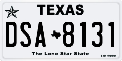 TX license plate DSA8131