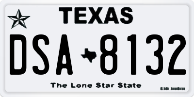 TX license plate DSA8132
