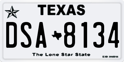 TX license plate DSA8134