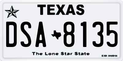TX license plate DSA8135