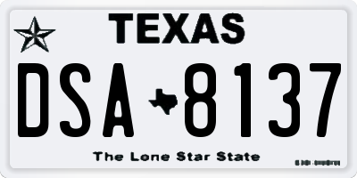 TX license plate DSA8137