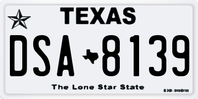 TX license plate DSA8139