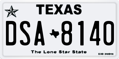 TX license plate DSA8140
