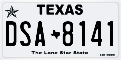 TX license plate DSA8141