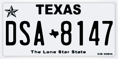 TX license plate DSA8147
