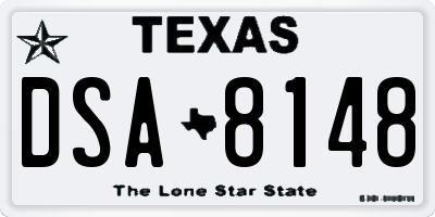 TX license plate DSA8148