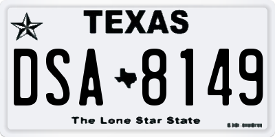 TX license plate DSA8149
