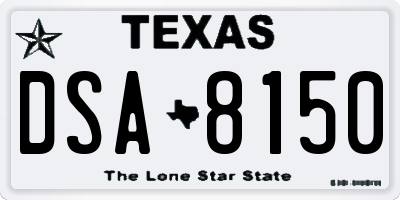 TX license plate DSA8150